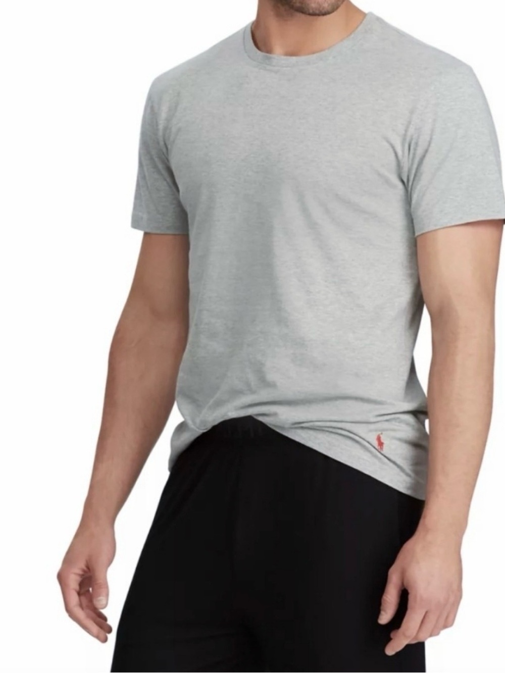 Polo by Ralph Lauren Heather Gray Crewneck Short Sleeved T-shirt Red Logo L